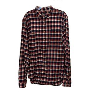 J. Crew Mercantile Tartan Plaid Flannel Button Up Shirt Mens Size XLT Tall Red